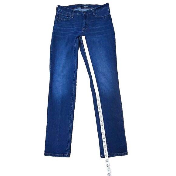 Old Navy Womens Sz 8 Long Original Mid-rise Denim Blue Jeans Straight Skinny - Picture 7 of 9